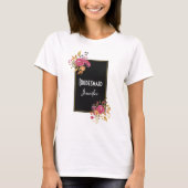 Pink Floral Bouquet mit schwarzem Rahmen T-Shirt (Vorderseite)