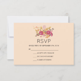 Pink Floral Bouquet Peach Pastel Wedding RSVP