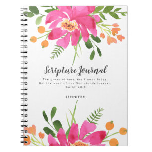 Pink Floral Bouquet Personalisiert Scripting Journ Notizblock