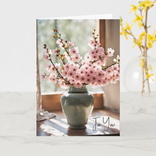 Pink Floral Bouquet Vielen Dank Karte (Gelbe Blume)