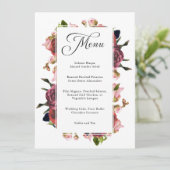 Pink Floral Bouquet Wedding Menu Menükarte (Stehend Vorderseite)