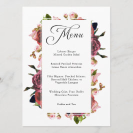 Pink Floral Bouquet Wedding Menu Menükarte