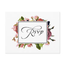 Pink Floral Bouquet Wedding RSVP