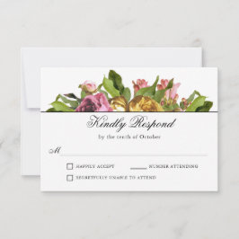 Pink Floral Bouquet Wedding RSVP Karte