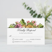 Pink Floral Bouquet Wedding RSVP Karte (Stehend Vorderseite)