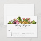 Pink Floral Bouquet Wedding RSVP Karte (Vorne/Hinten)