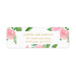Pink Floral Bouquets Wedding Return Address Label