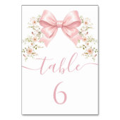 Pink Floral Bow Baby in Bloom Shower Tischnummer (Rückseite)