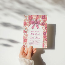Pink Floral Bow Baby Shower - Girl Baby Shower