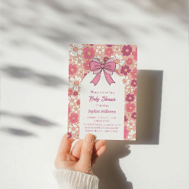 Pink Floral Bow Baby Shower - Girl Baby Shower Einladung