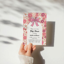 Pink Floral Bow Baby Shower - Girl Baby Shower
