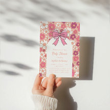 Pink Floral Bow Baby Shower - Girl Baby Shower