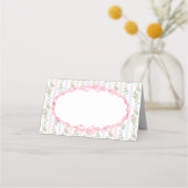 Pink Floral Bow Babydusche Platzkarte (Rückseite)
