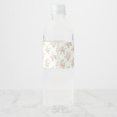 Pink Floral Bow Babydusche Wasserflaschenetikett (Rückseite)