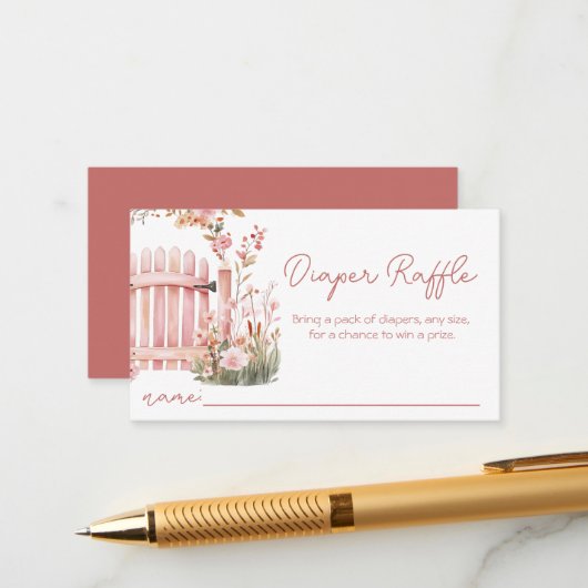 Pink Floral Bow Girl Duschkopf Windelwanne Windelw Begleitkarte (Vorderseite/Rückseite Beispiel)