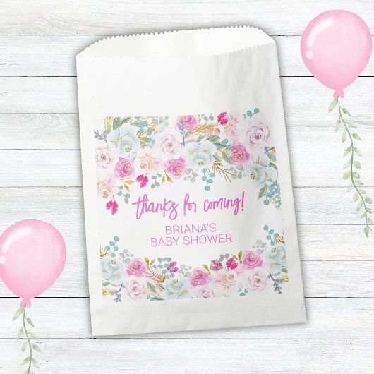 Pink Floral Boy Baby Duschfavoriten Geschenktütchen