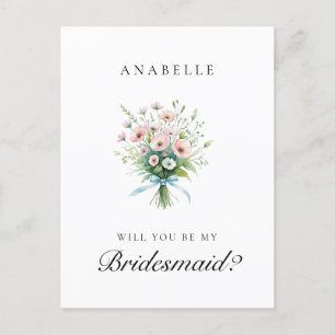 Pink Floral Brautparty Bridesmaid Vorschlag Postkarte