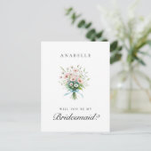 Pink Floral Brautparty Bridesmaid Vorschlag Postkarte (Stehend Vorderseite)