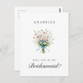 Pink Floral Brautparty Bridesmaid Vorschlag Postkarte (Vorne/Hinten)