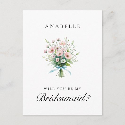 Pink Floral Brautparty Bridesmaid Vorschlag Postkarte (Vorderseite)