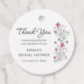 Pink Floral Brautparty Gefallen Geschenktasten Geschenkanhänger (Vorderseite)