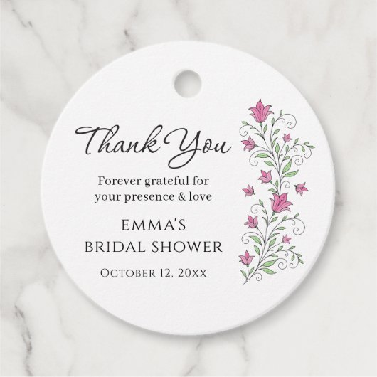 Pink Floral Brautparty Gefallen Geschenktasten Geschenkanhänger (Vorderseite)