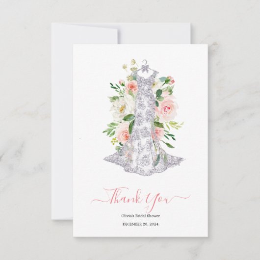 Pink Floral Brautparty Vielen Dank Dankeskarte (Vorderseite)