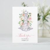 Pink Floral Brautparty Vielen Dank Dankeskarte (Stehend Vorderseite)