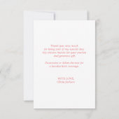 Pink Floral Brautparty Vielen Dank Dankeskarte (Rückseite)