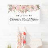 Pink Floral Brautparty Willkommensbanner Banner (Insitu)