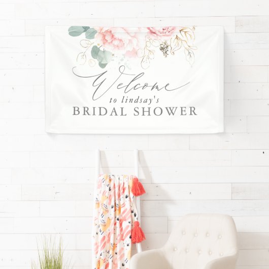 Pink Floral Bridal / Baby Dusche Begrüßungsbanner Banner (Insitu)