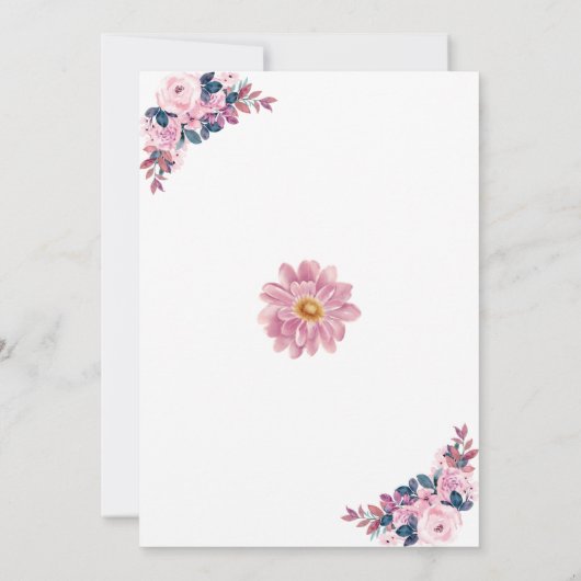 Pink Floral Bridal Bingo Brautparty Game Cards Einladung (Rückseite)