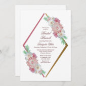 Pink Floral Bridal Brunch Einladung (Vorne/Hinten)