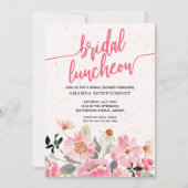 Pink Floral Bridal Luncheon Dusche Einladung (Vorderseite)
