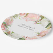Pink Floral Bridal Luncheon Pappteller (Schrägansicht)