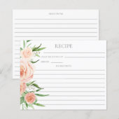 Pink Floral Bridal Shower Double Sided Recipe Card (Vorne/Hinten)