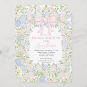 Pink  Floral Bridal Shower Invitation Einladung (Vorne/Hinten)