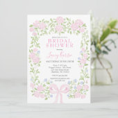 Pink  Floral Bridal Shower Invitation Einladung (Stehend Vorderseite)