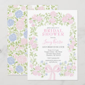 Pink  Floral Bridal Shower Invitation Einladung (Vorne/Hinten)