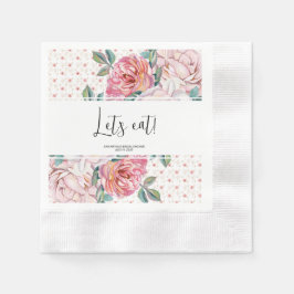 Pink Floral Bridal Shower Paper Coined Serviette