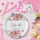 Pink Floral Bridal Shower  Pappteller (Party)