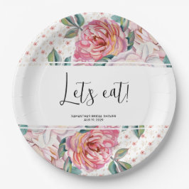 Pink Floral Bridal Shower  Pappteller