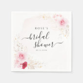 Pink Floral Bridal Shower Serviette (Vorderseite)