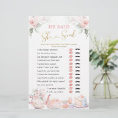 Pink Floral Bridal Tee Party sagte er sagte, sie s (Stehend Vorderseite)