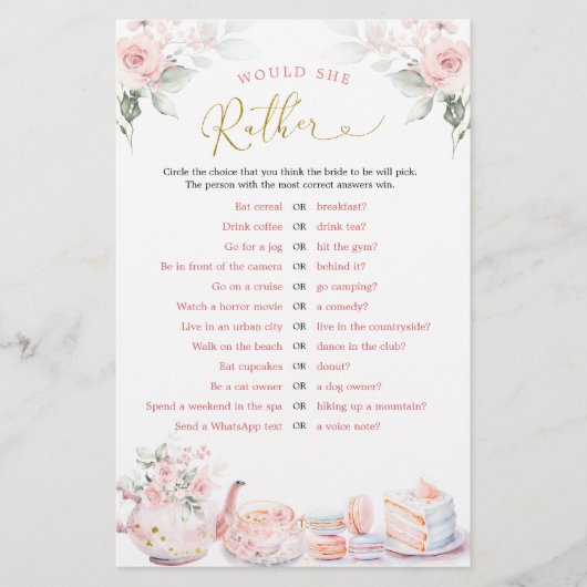 Pink Floral Bridal Teezeremonie Party (Vorderseite)