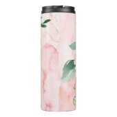 Pink Floral Bridesmaid mit Namen Thermosbecher (Rückseite)