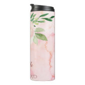 Pink Floral Bridesmaid mit Namen Thermosbecher (Nach rechts gedreht)