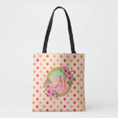 Pink Floral Bridesmaid Monogramm Name Totbeutel Tasche (Vorderseite)