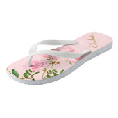 Pink Floral Bridesmaid Personalisierte Hochzeit Badesandalen (Schrägansicht)