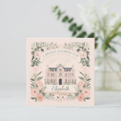Pink Floral Bridgerton Manor House Einladung (Stehend Vorderseite)
